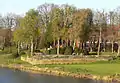 Erhaltenes, unteres Mauerwerk der spitzwinkligen Bastion Christian-Ludwig an der Weser