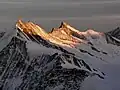 Gross und Hinter Fiescherhorn, Klein und Gross Grünhorn (v.l.n.r)