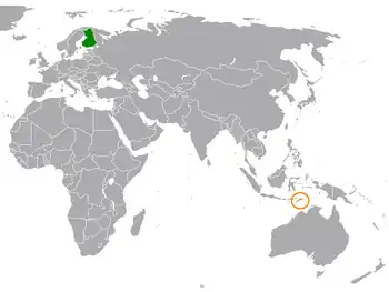Lage von Finnland und Osttimor