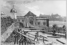 Flösser am Sihlkanal vor der Sihlporte ca. 1840