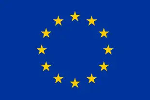 Die Europaflagge besteht aus zwölf gelben Sternen, die kreisförmig auf dunkelblauem Hintergrund liegen.
