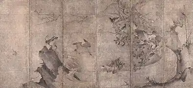 „Blumen und Vögel“ linker Stellschirm