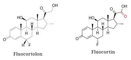 Vergleich der chemischen Struktur von Fluocortolon und Fluocortin