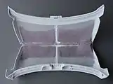 Flusensieb eines Trockners mit Flusen.