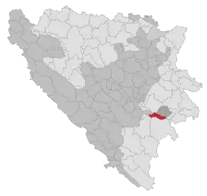 Lage der Gemeinde Foča-Ustikolina in Bosnien und Herzegowina (anklickbare Karte)