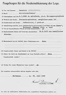 Ein Formular zur Wiederaufnahme