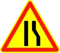 AK3a: Temporär rechts verengte Fahrbahn (bis 1992)