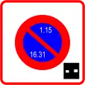 B6b5: Eingeschränktes Haltverbot für eine Zone (halbmonatlicher Seitenwechsel und mit Parkscheibe) (bis 2008)