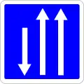 C29b: Fahrstreifentafel; Darstellung mit Gegenverkehr