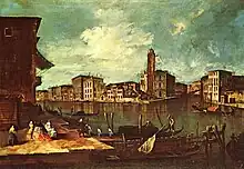 Francesco Guardi:Der Canal Grande in San Geremia, von einem Ankerplatz der Gondeln aus gesehen