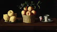Francisco de Zurbarán:Teller mit Zitronen, Korb mit Orangen und Tasse mit Rose