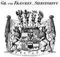Darstellung des Grafenwappens mit Schildhaltern