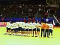 Die französische Mannschaft bei der Handball-Europameisterschaft der Männer 2008 im Trondheim Spektrum