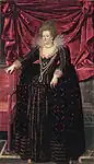 Frans Pourbus d. J.: Maria de’ Medici, Königin von Frankreich, 1606–1607. Ein typisch fassförmiger Reifrock (Vertugadin), wie er in Frankreich Mode war.
