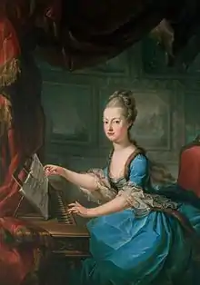 Marie-Antoinette am Clavichord, kurz vor ihrer Heirat, Franz Xaver Wagenschön zugeschrieben