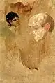 Flüchtige Skizze mit zwei Köpfen, Franz von Lenbach, c.1904