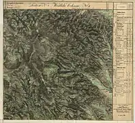 Unterkunft für 408 Mann und 24 Pferde laut Franziszeischer Landesaufnahme,um 1835