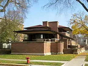 Robie House – Vorderseite entlang der Straße