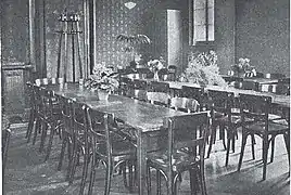 GBWG Freistatt, Freistattsaal im Haus Ecke Pestalozzistrasse-Mattenstrasse, 1932. Der Sall diente als Gemeinschaftsraum, nach der Vergrösserung der WBG in den 1940er Jahren als Kindergarten und wurde schliesslich eine Wohnung.