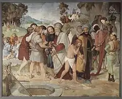 Friedrich Overbeck: Verkauf Josephs an die ägyptischen Händler, Freskenzyklus der Casa Bartholdy (1816–1817)