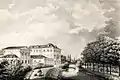 Friedrichsbad Düsseldorf an der Düssel, rechts die Seufzerallee (Sammlung Museum Kurhaus Kleve)