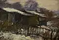 Schuppen im Schnee, 1919, Öl auf Karton, 43&nbsp;×&nbsp;30&nbsp;cm