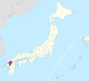 Lage der Präfektur Fukuoka in Japan