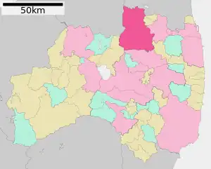 Lage Fukushimas in der Präfektur
