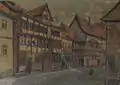 Kurze Straße und Schwarzer Bär, Ölgemälde um 1910