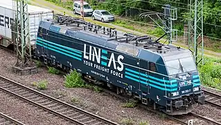 Eine Railpool-Lok im Einsatz für Lineas.