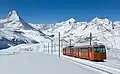 Bhe 4/4 3061 mit Steuerwagen 3072 zwischen Gornergrat und Rotenboden