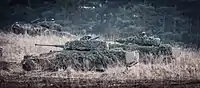 Österreichische Ulan Schützenpanzer bei einem Übungsschießen