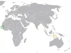 Lage von Gambia und Osttimor