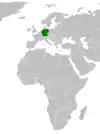 Lage von Deutschland und Gambia