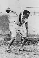 Der Doppelolympiasieger im Kugelstoßen und Diskuswurf von 1896 Robert Garrett belegte Rang drei – hier als Diskuswerfer von&nbsp;Athen