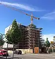 Bauarbeiten zur Errichtung von Front und Turm des Dritten Bauwerks (August 2020)