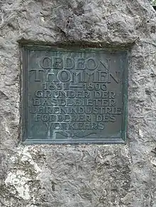 Gedenkstein für Gédéon Thommen (1831–1880) Unternehmer und Politiker in Waldenburg