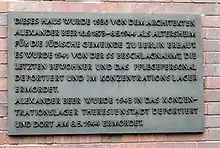 Gedenktafel am Jüdischen Altenheim, Berkaer Straße, Berlin-Schmargendorf