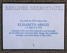 Berliner Gedenktafel für Elisabeth Abegg