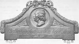 Gedenktafel an Auerbachs Geburtshaus in Nordstetten, 1907, nach 1933 zerstört.