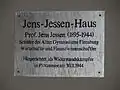 Die Gedenktafel für Jens Jessen in Flensburg