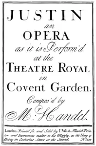Georg Friedrich Händel – Giustino – Titelseite der Partitur – London 1737