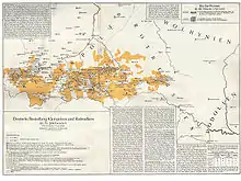 Deutsche Besiedlung Kleinpolens und Rotreußens im 15. Jahrhundert nach einer Karte des völkisch-nationalen Historikers Kurt Lück, Posen 1934