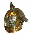Kürassier Helm mit Beschlägen aus Silber bzw. Neusilber