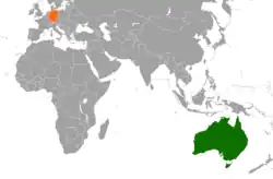 Lage von Australien und Deutschland
