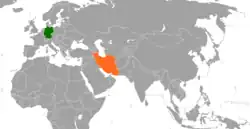 Lage von Deutschland und Iran