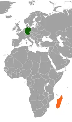 Lage von Deutschland und Madagaskar