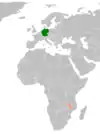 Lage von Deutschland und Malawi