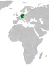 Lage von Deutschland und Mauritius