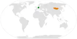 Lage von Deutschland und Mongolei